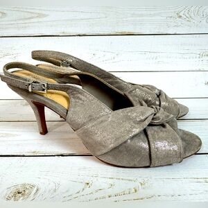 Vince Camuto silver suede sling back heels